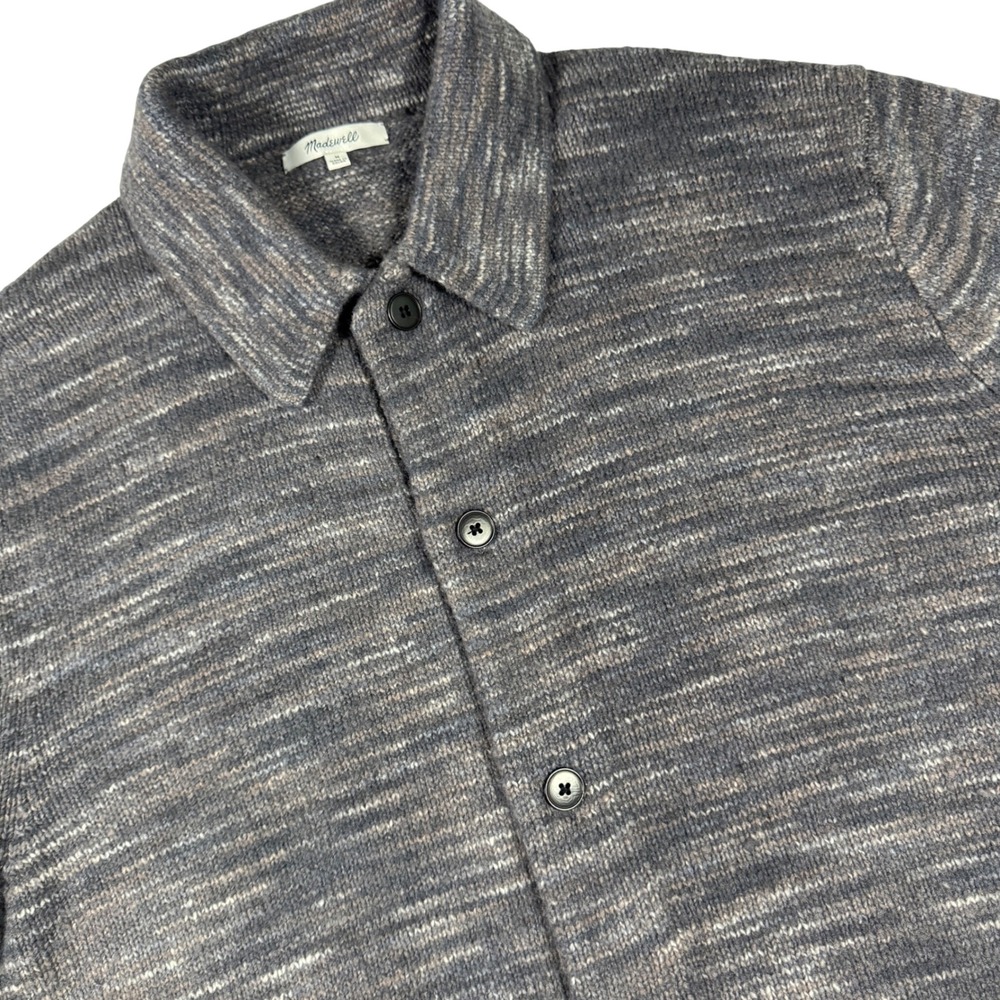 Madewell Space Dyed Cardigan Sweater Mens Medium Grey Marled Wool Blend Collared
